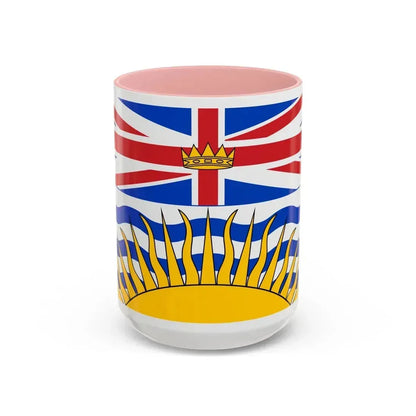 Flag of British Columbia Canada - Accent Coffee Mug 15oz Pink - Go Mug Yourself