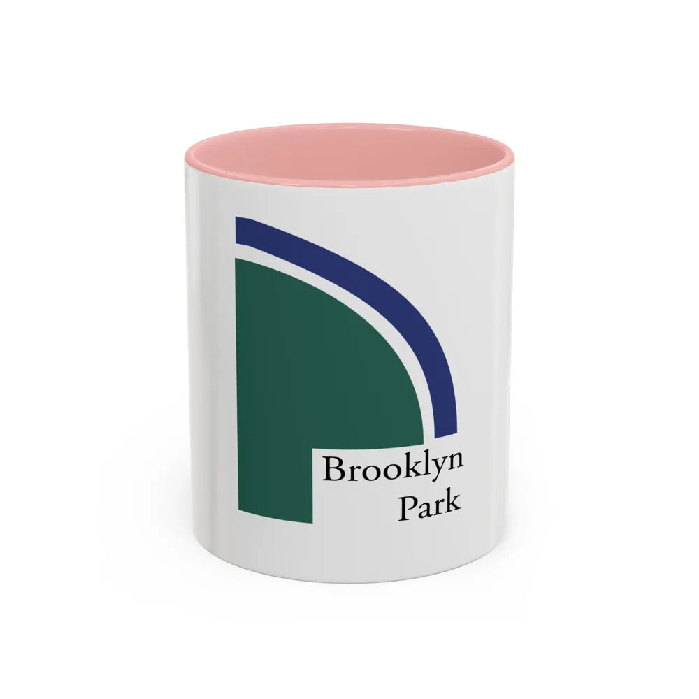 Flag of Brooklyn Park, Minnesota - Accent Coffee Mug 11oz-Pink-11oz-Go Mug Yourself