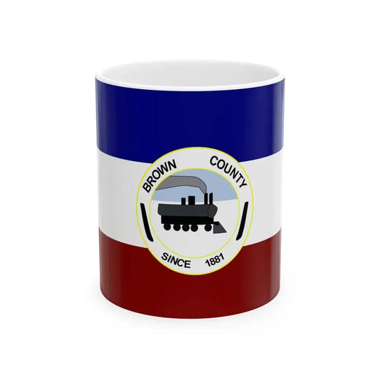Flag of Brown County South Dakota (United States) White Coffee Mug 11oz - Go Mug Yourself