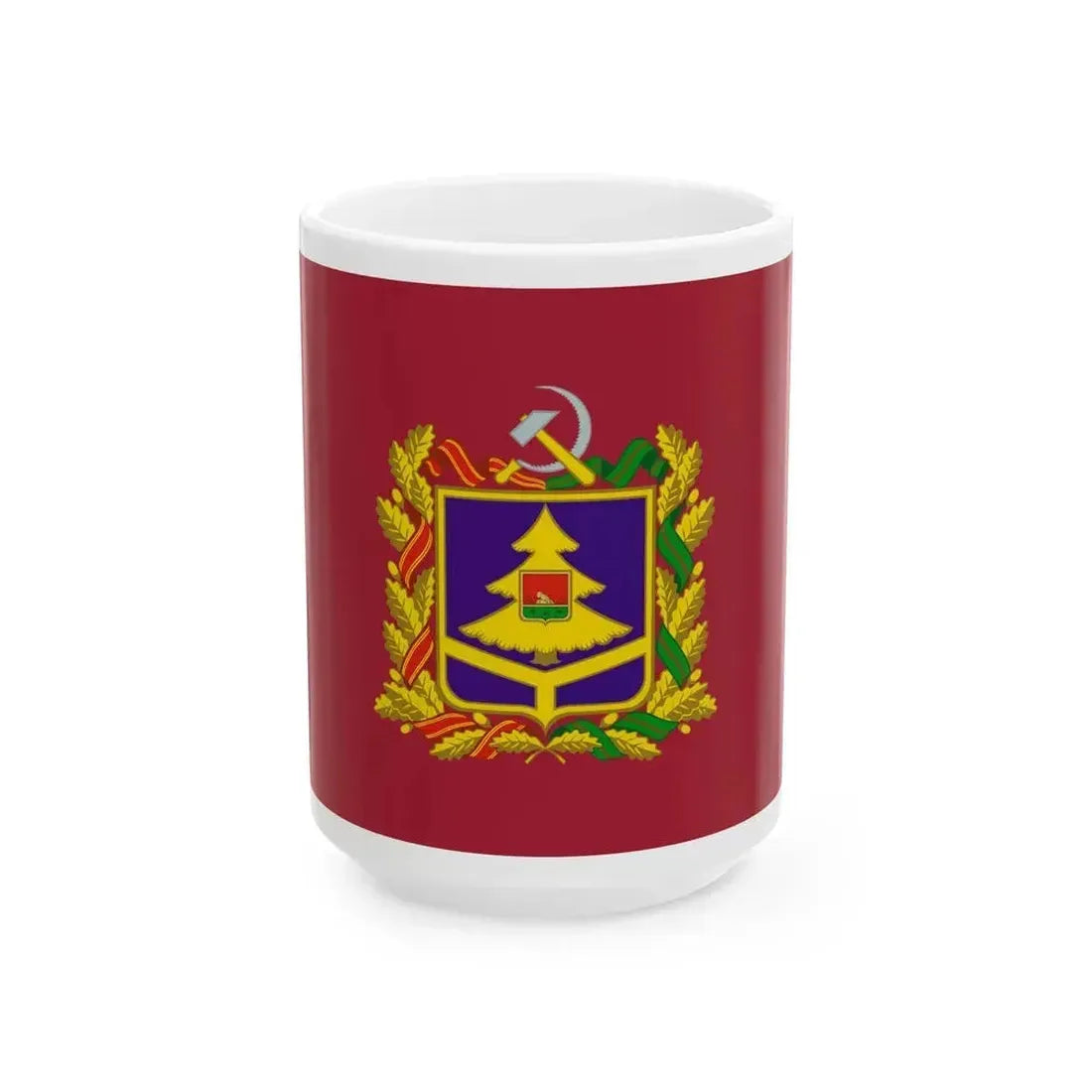 Flag of Bryansk Oblast Russia - White Coffee Mug 15oz - Go Mug Yourself