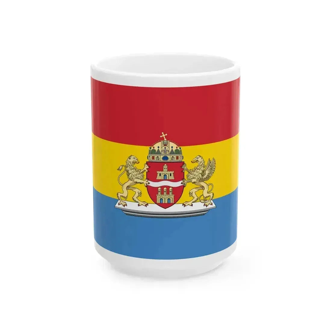 Flag of Budapest 1990-2011 (Hungary) White Coffee Mug 15oz - Go Mug Yourself