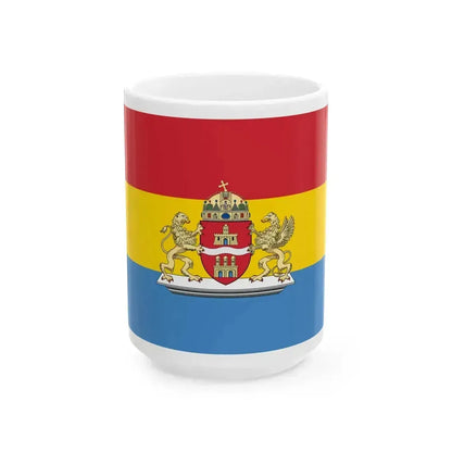 Flag of Budapest 1990-2011 (Hungary) White Coffee Mug 15oz - Go Mug Yourself