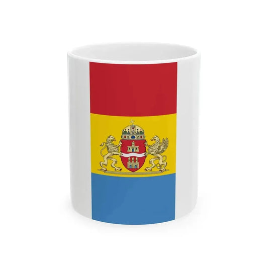 Flag of Budapest 1990-2011 vertical (Hungary) White Coffee Mug 11oz - Go Mug Yourself