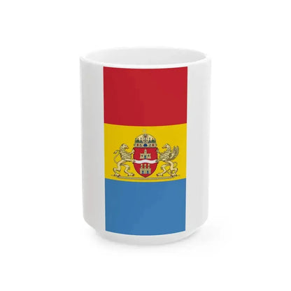 Flag of Budapest 1990-2011 vertical (Hungary) White Coffee Mug 15oz - Go Mug Yourself