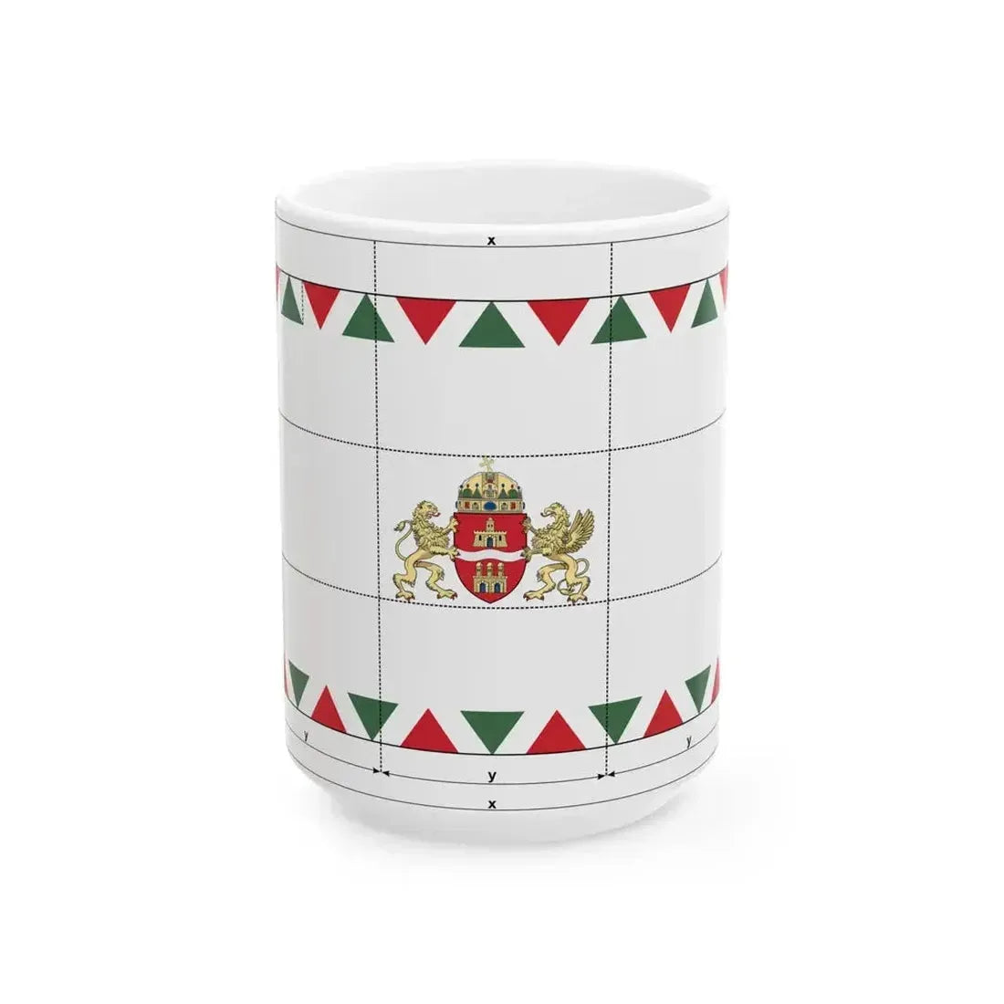 Flag of Budapest construction sheet (Hungary) White Coffee Mug 15oz - Go Mug Yourself