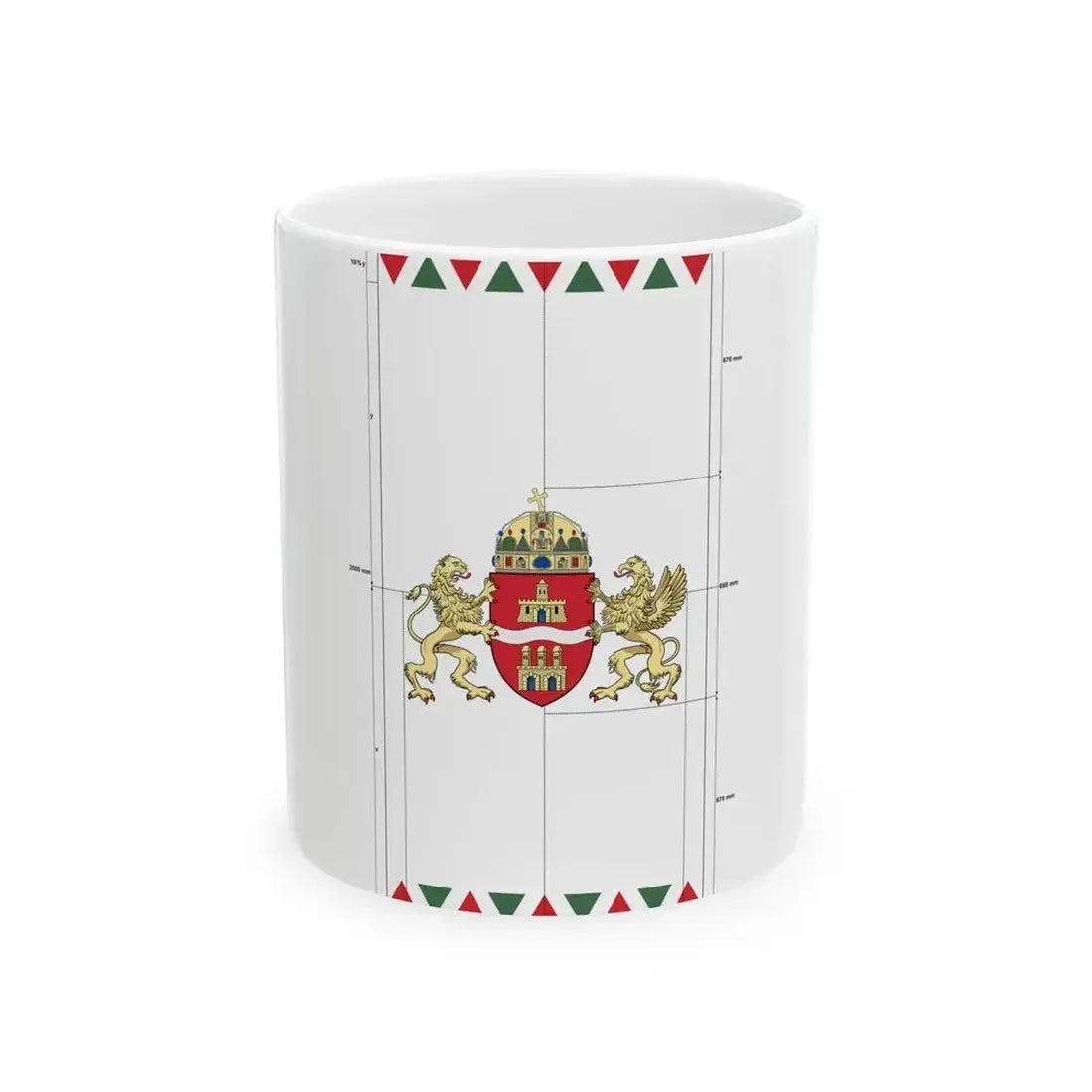 Flag of Budapest vertical construction sheet (Hungary) White Coffee Mug 11oz - Go Mug Yourself