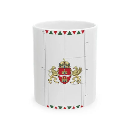 Flag of Budapest vertical construction sheet (Hungary) White Coffee Mug 11oz - Go Mug Yourself
