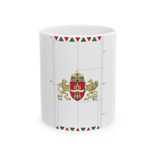 Flag of Budapest vertical construction sheet (Hungary) White Coffee Mug 11oz - Go Mug Yourself