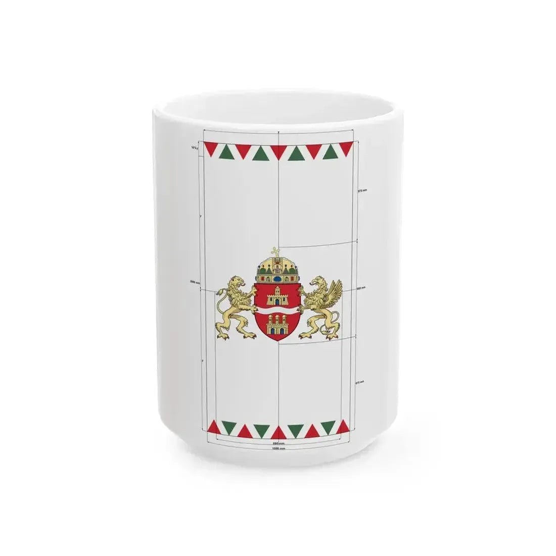 Flag of Budapest vertical construction sheet (Hungary) White Coffee Mug 15oz - Go Mug Yourself