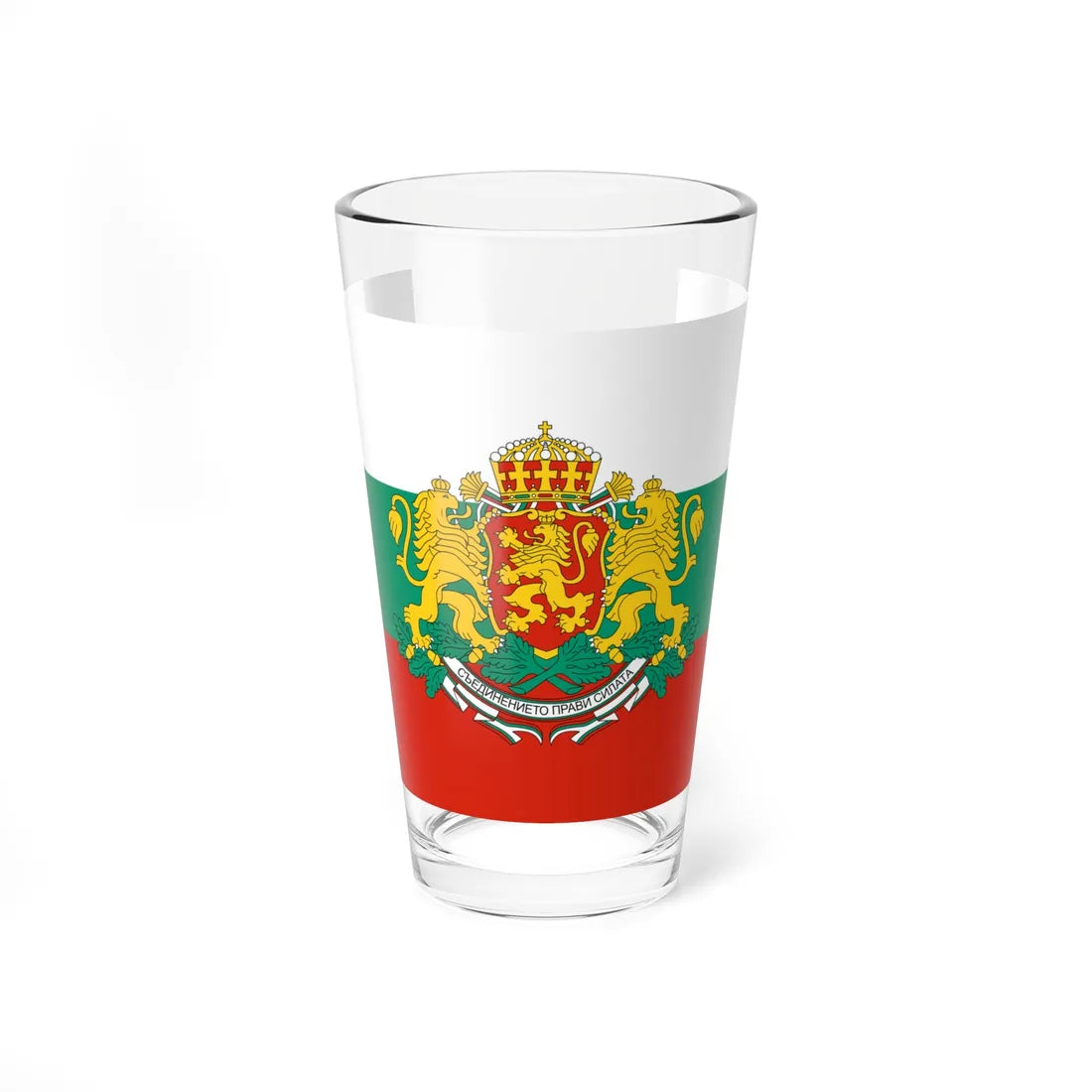 Flag of Bulgaria with coat of arms (Bulgaria) Pint Glass 16oz 16oz - Go Mug Yourself