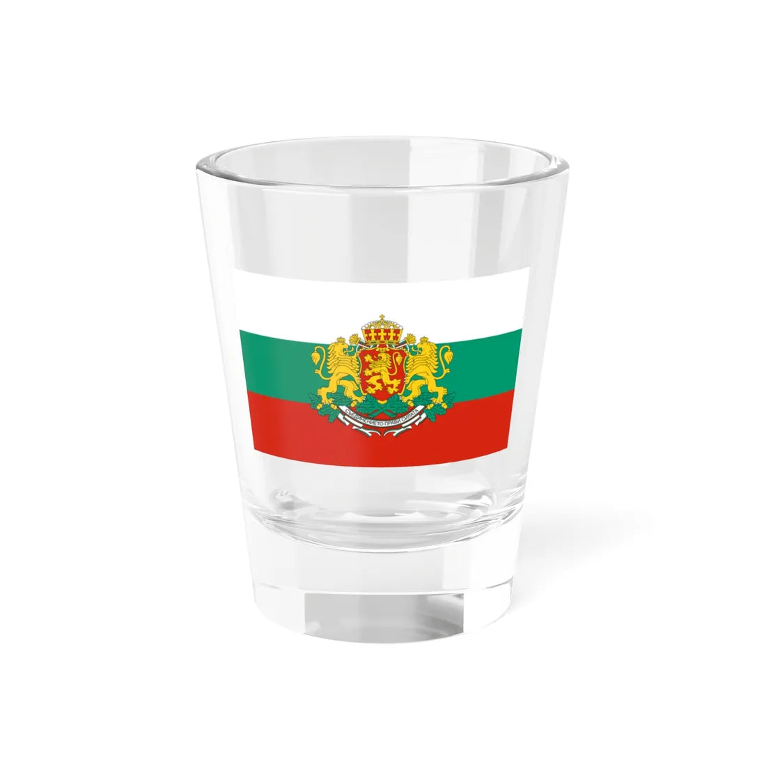 Flag of Bulgaria with coat of arms (Bulgaria) Shot Glass 1.5oz 1.5oz - Go Mug Yourself