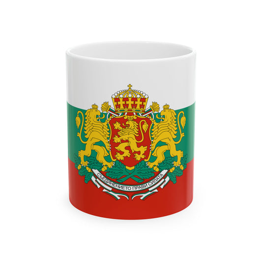 Flag of Bulgaria with coat of arms (Bulgaria) White Coffee Mug-11oz-Go Mug Yourself