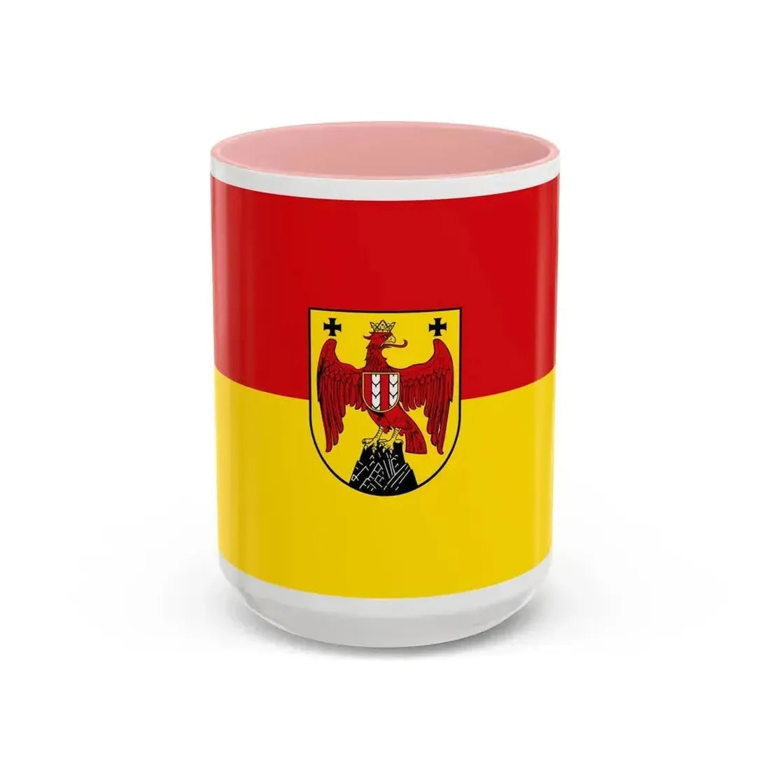 Flag of Burgenland Austria - Accent Coffee Mug 15oz Pink - Go Mug Yourself