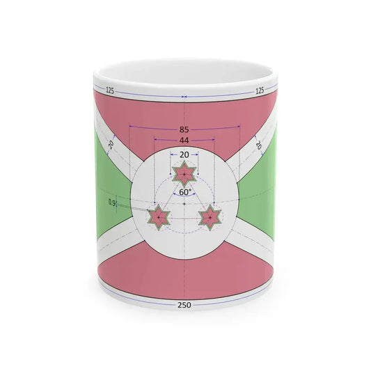Flag of Burundi construction sheet (Burundi) White Coffee Mug 11oz - Go Mug Yourself