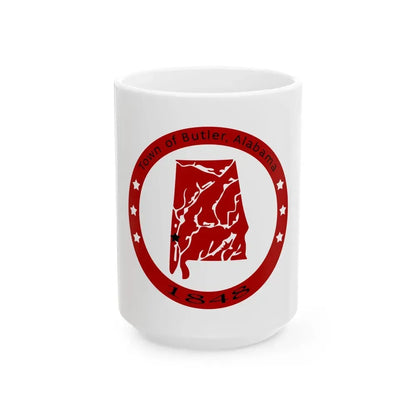 Flag of Butler Alabama (United States) White Coffee Mug 15oz - Go Mug Yourself