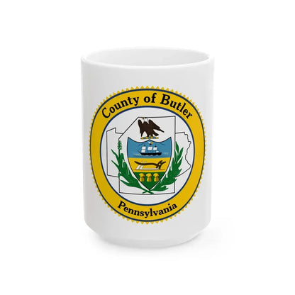 Flag of Butler County Pennsylvania (United States) White Coffee Mug 15oz - Go Mug Yourself