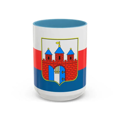 Flag of Bydgoszcz Poland - Accent Coffee Mug 15oz Light Blue - Go Mug Yourself