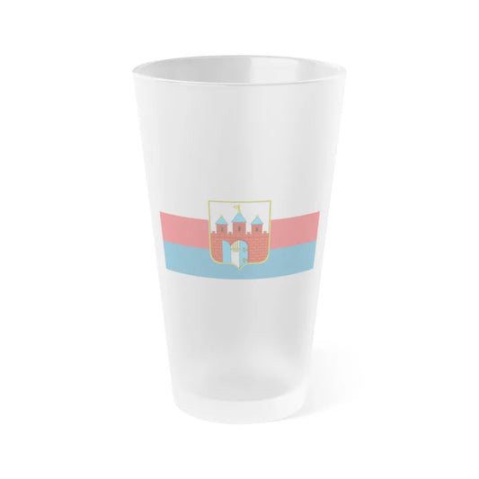 Flag of Bydgoszcz Poland - Frosted Pint Glass 16oz-16oz-Frosted-Go Mug Yourself