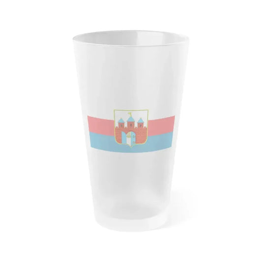 Flag of Bydgoszcz Poland - Frosted Pint Glass 16oz 16oz Frosted - Go Mug Yourself