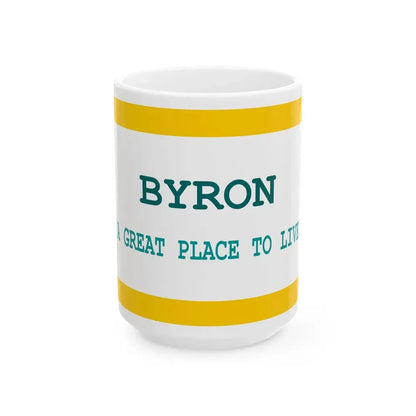 Flag of Byron Wyoming (United States) White Coffee Mug 15oz - Go Mug Yourself