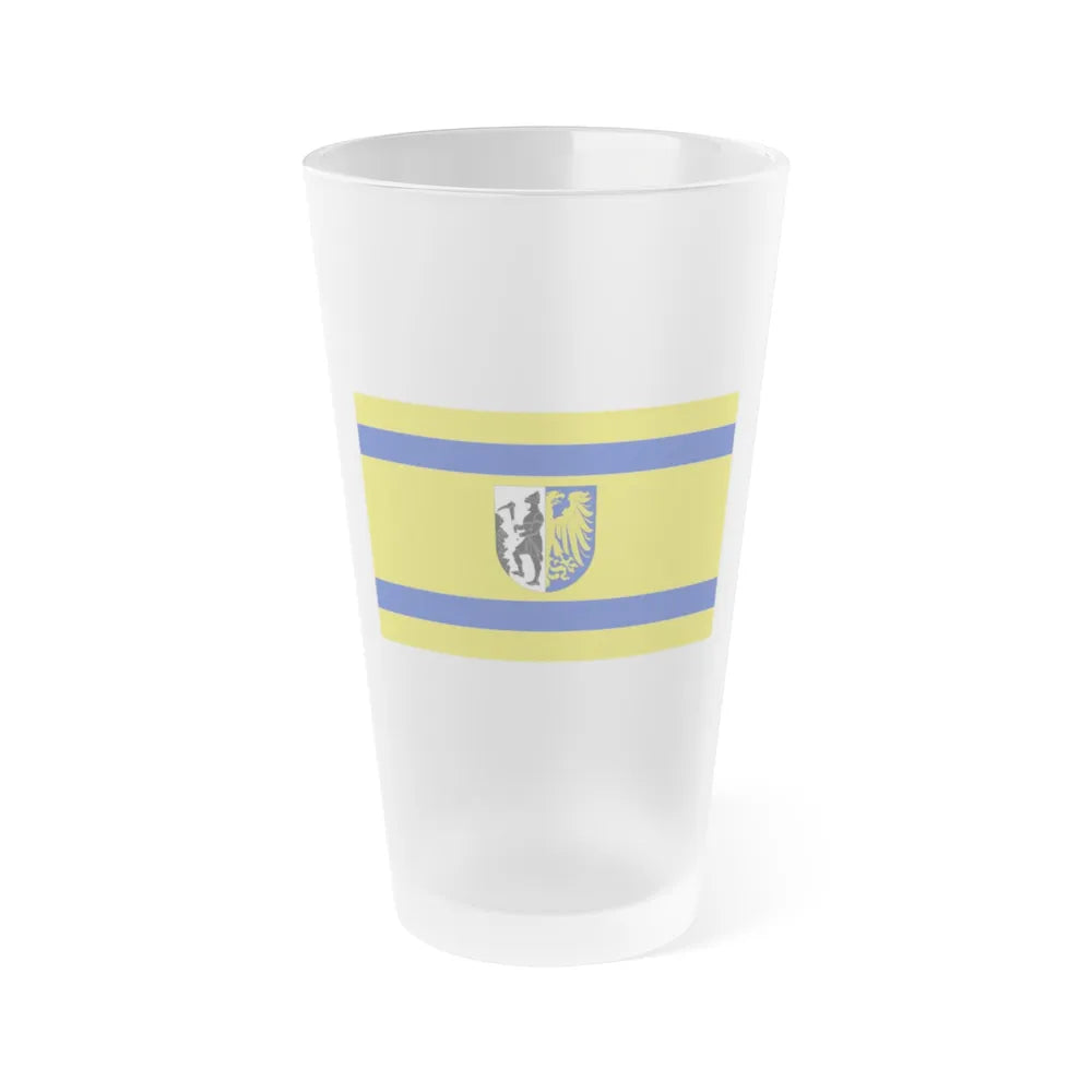 Flag of Bytom Poland - Frosted Pint Glass 16oz-16oz-Frosted-Go Mug Yourself