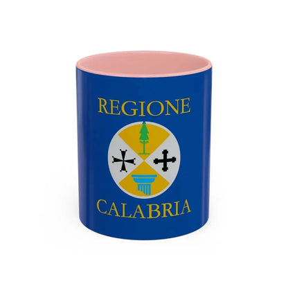 Flag of Calabria Italy - Accent Coffee Mug 11oz Pink - Go Mug Yourself