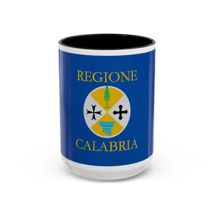 Flag of Calabria Italy - Accent Coffee Mug 15oz Black - Go Mug Yourself