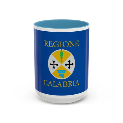 Flag of Calabria Italy - Accent Coffee Mug 15oz Light Blue - Go Mug Yourself