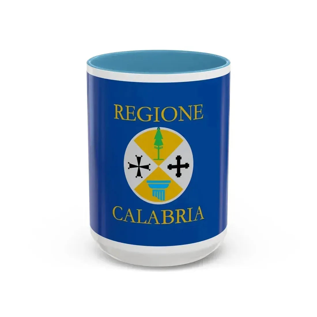 Flag of Calabria Italy - Accent Coffee Mug 15oz Light Blue - Go Mug Yourself