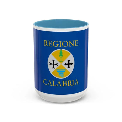 Flag of Calabria Italy - Accent Coffee Mug 15oz Light Blue - Go Mug Yourself