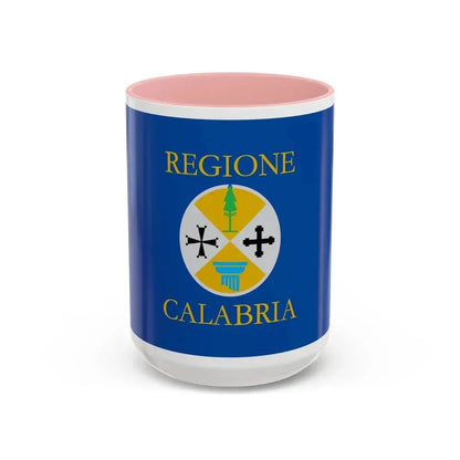 Flag of Calabria Italy - Accent Coffee Mug 15oz Pink - Go Mug Yourself
