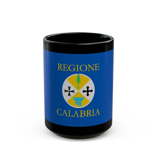 Flag of Calabria Italy - Black Coffee Mug-15oz-Go Mug Yourself