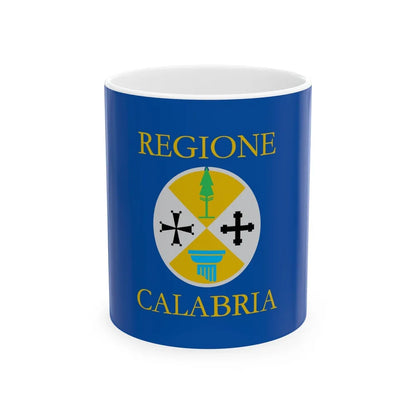 Flag of Calabria Italy - White Coffee Mug-11oz-Go Mug Yourself