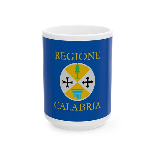 Flag of Calabria Italy - White Coffee Mug-15oz-Go Mug Yourself