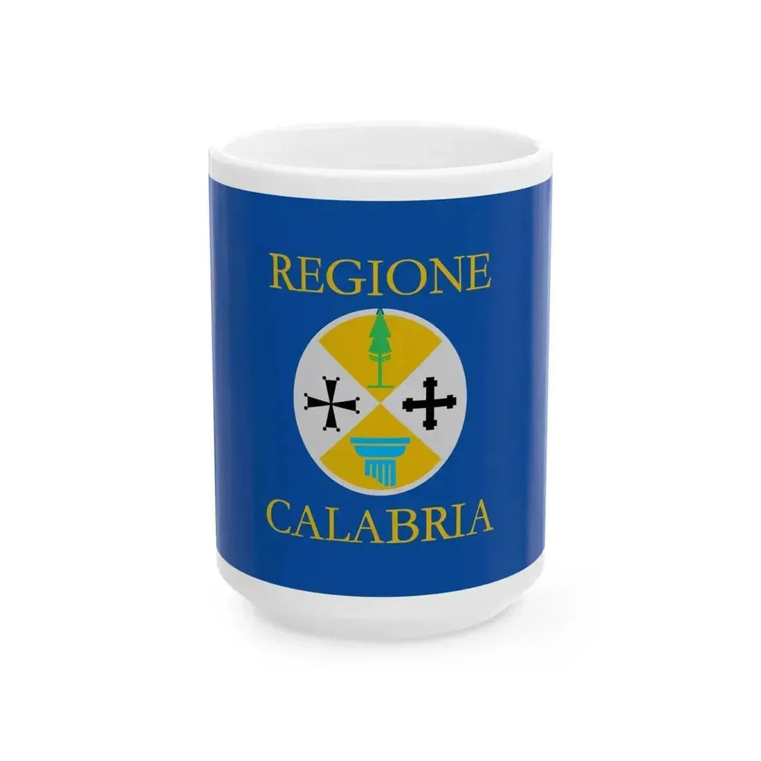 Flag of Calabria (Italy) White Coffee Mug 15oz - Go Mug Yourself