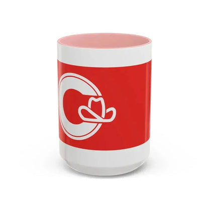 Flag of Calgary Alberta Canada - Accent Coffee Mug 15oz Pink - Go Mug Yourself