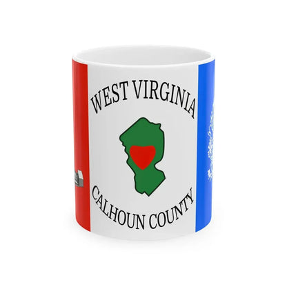 Flag of Calhoun County West Virginia (United States) White Coffee Mug 11oz - Go Mug Yourself