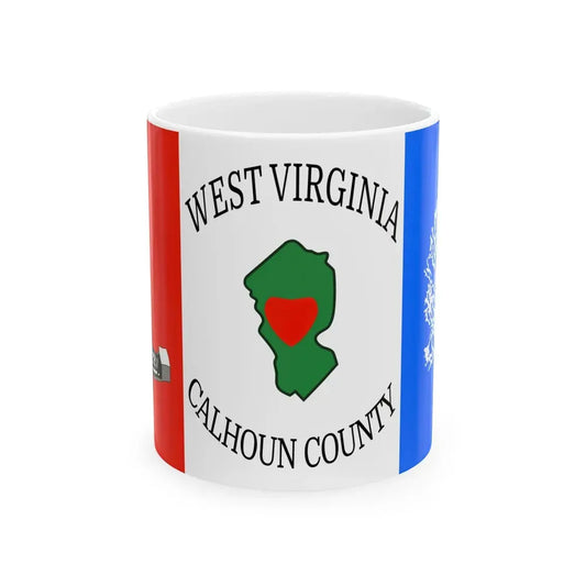 Flag of Calhoun County West Virginia (United States) White Coffee Mug 11oz - Go Mug Yourself