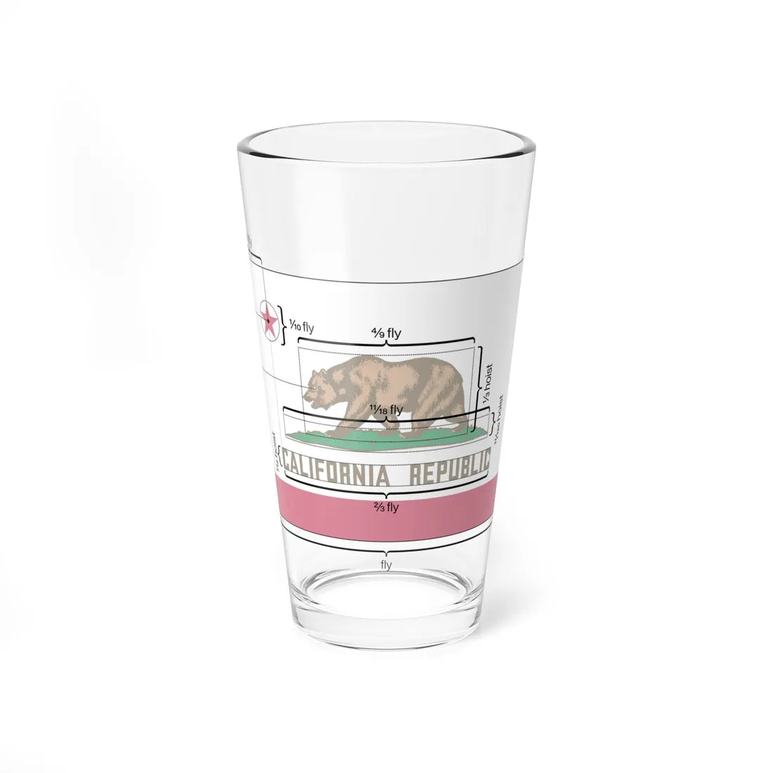 Flag of California Metrics (United States) Pint Glass 16oz 16oz - Go Mug Yourself