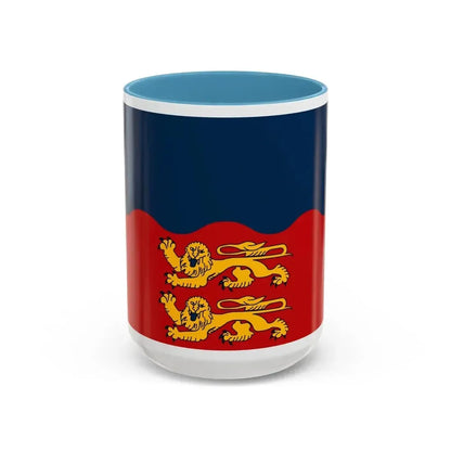 Flag of Calvados France 2 - Accent Coffee Mug 15oz Light Blue - Go Mug Yourself