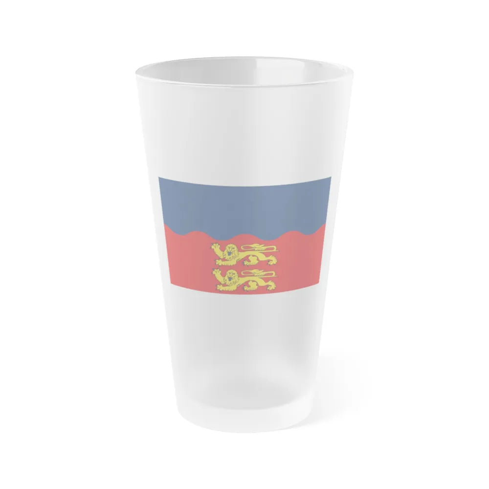 Flag of Calvados France 2 - Frosted Pint Glass 16oz-16oz-Frosted-Go Mug Yourself