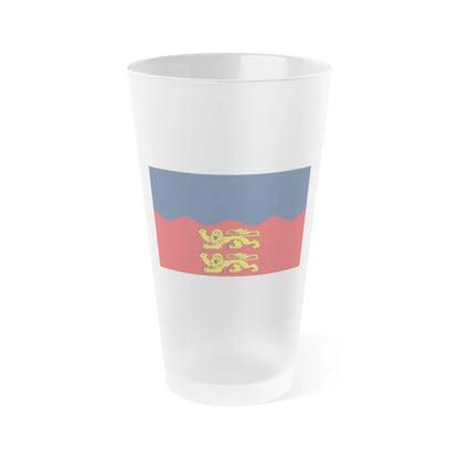 Flag of Calvados France 2 - Frosted Pint Glass 16oz-16oz-Frosted-Go Mug Yourself