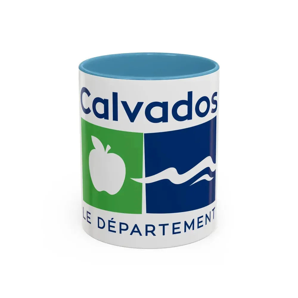 Flag of Calvados France - Accent Coffee Mug 11oz Light Blue - Go Mug Yourself