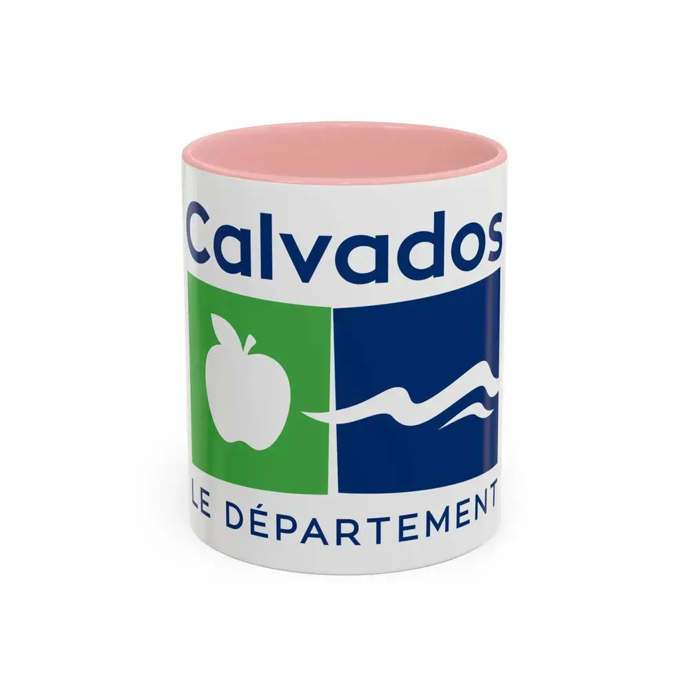 Flag of Calvados France - Accent Coffee Mug 11oz Pink - Go Mug Yourself