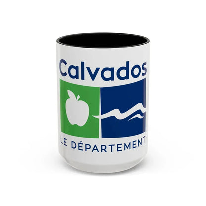 Flag of Calvados France - Accent Coffee Mug 15oz Black - Go Mug Yourself