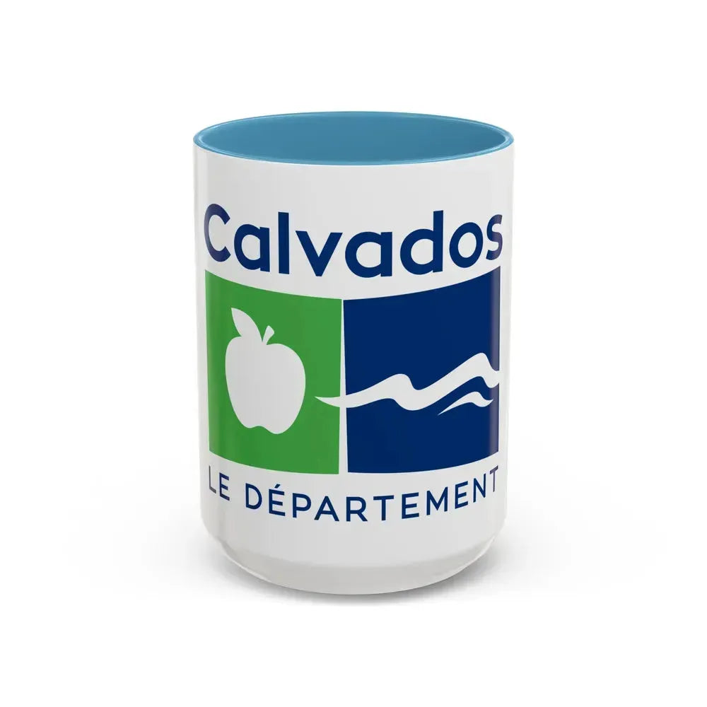 Flag of Calvados France - Accent Coffee Mug 15oz Light Blue - Go Mug Yourself
