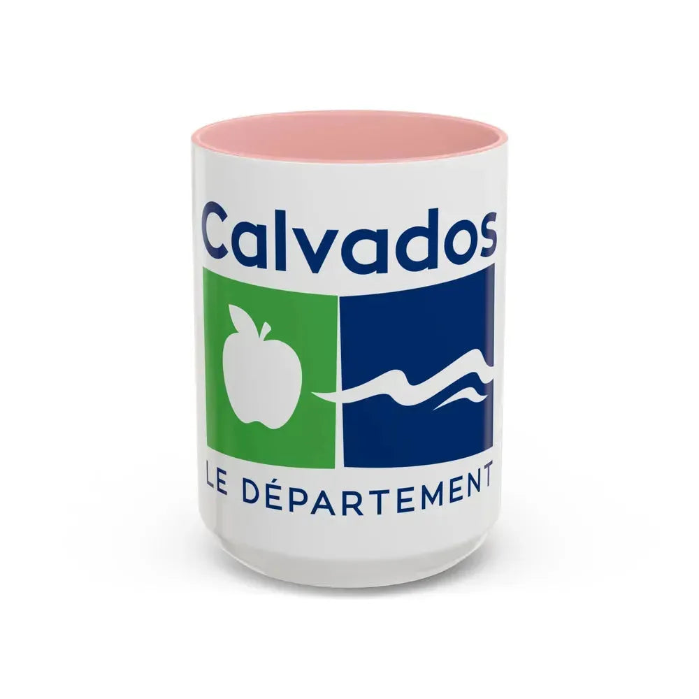 Flag of Calvados France - Accent Coffee Mug 15oz Pink - Go Mug Yourself