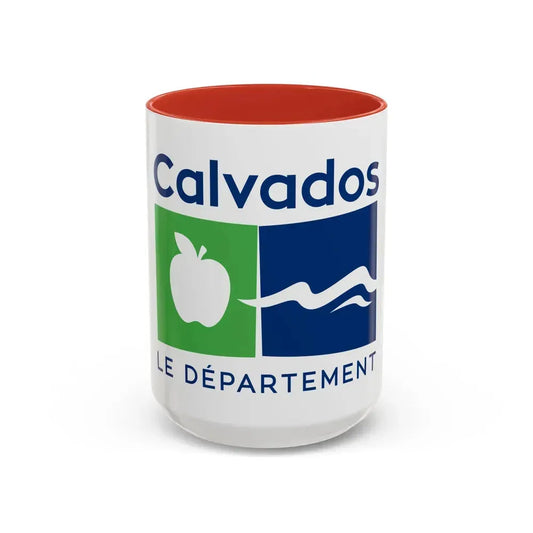 Flag of Calvados France - Accent Coffee Mug 15oz Red - Go Mug Yourself