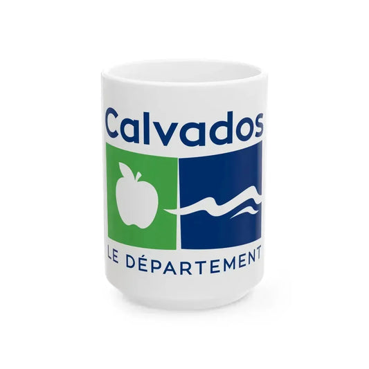 Flag of Calvados France - White Coffee Mug 15oz - Go Mug Yourself