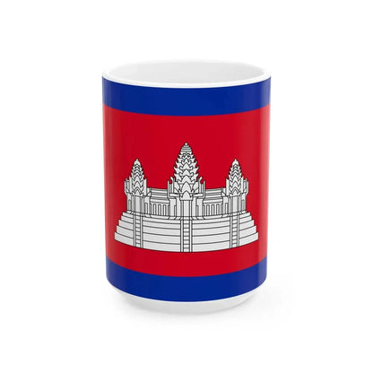 Flag of Cambodia 1863-1948 (Cambodia) White Coffee Mug 15oz - Go Mug Yourself